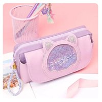 Genérico - Estuche Cartuchera Diseño Gatito Morado Kawaii