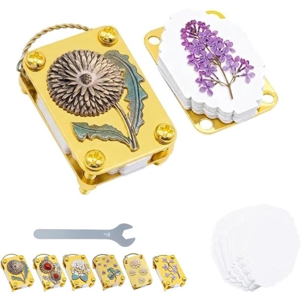Mini prensa flores llavero metal portátil kit con anillo conservación flores senderismo