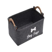 Magideal - Organizador De Juguetes Para Perros, Contenedor Grande Multiusos Con Asas, Organizador De Pecho De Juguete Para Niños, Cesta De Fieltro Para Mascotas, Negro
