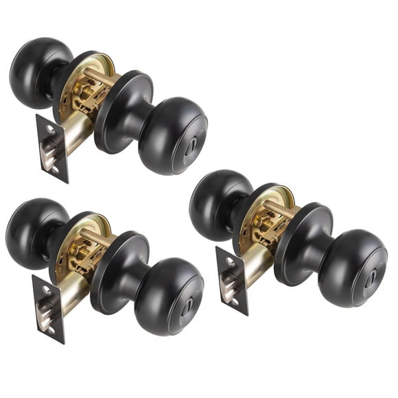 Manija de puerta interior NCSEN negro, pack de 3, con cerradura giratoria