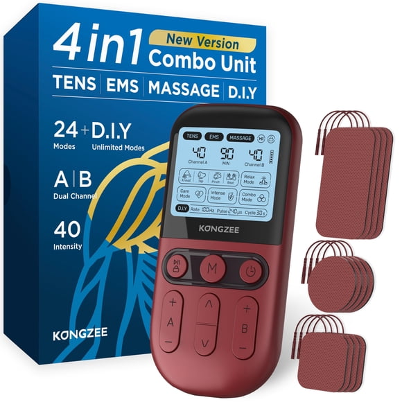 Unidad TENS y estimulador muscular EMS Kongzee AS9026 con almohadillas