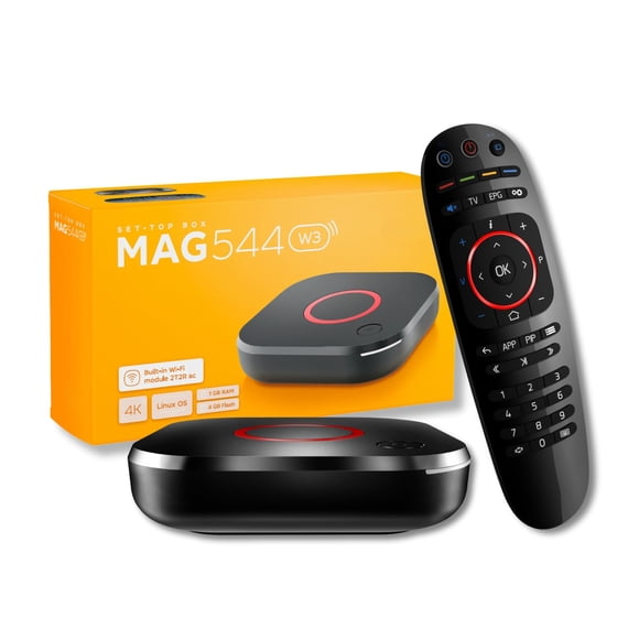 Decodificador de TV Raxxio MAG544w3 4K HDR Streaming de 1 GB/4 GB