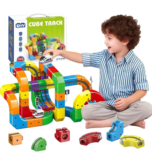 Set de Tren Magnético Yeleongy 123 Piezas Juguete STEM para Niños