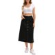thumbnail image 2 of INSPIRE CHIC Falda de Mujer Regreso a Clases Denim con Botones al Frente Abertura Alta en la Cintura Línea A Bolsillos Midi Falda de Mezclilla L Negro, 2 of 6