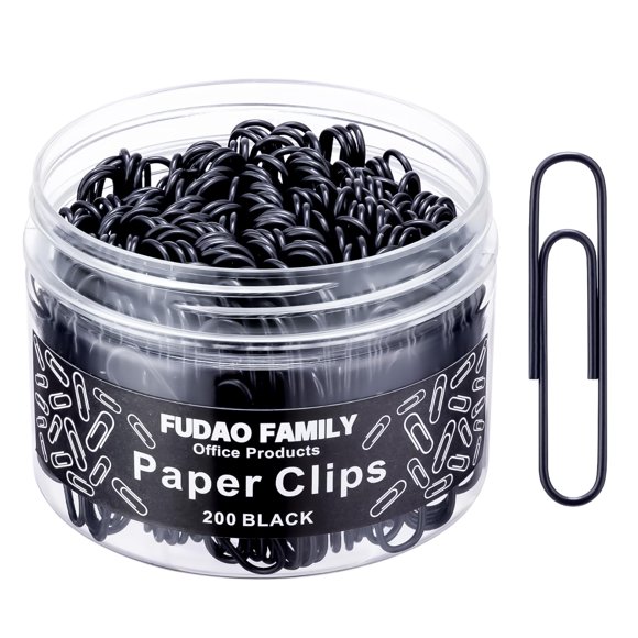 Clips de papel FUDAO FAMILY 5 cm negro - Pack de 200
