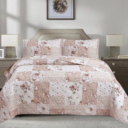 Quilt Andes Estampado Patchwork Beige 1.5 Plazas