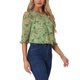 thumbnail image 4 of INSPIRE CHIC Camisas de Mujer de Manga 3/4 Blusas de Chifón Floral Verde Hierba S, 4 of 5