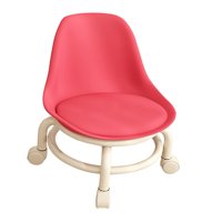 Magideal - Taburete Rodante Redondo Bajo Asiento Rodante Taburete Corto Muebles De Regalo Sofá Reposapiés Silla Giratoria Taburete De Pedicura Para Barbería Gimn Rojo