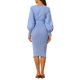thumbnail image 3 of INSPIRE CHIC Vestido de Mujer de Punto Cuello Redondo Linterna Manga 3/4 con Cinturón Dobladillo Plisado Tallas XS Azul Haze, 3 of 6