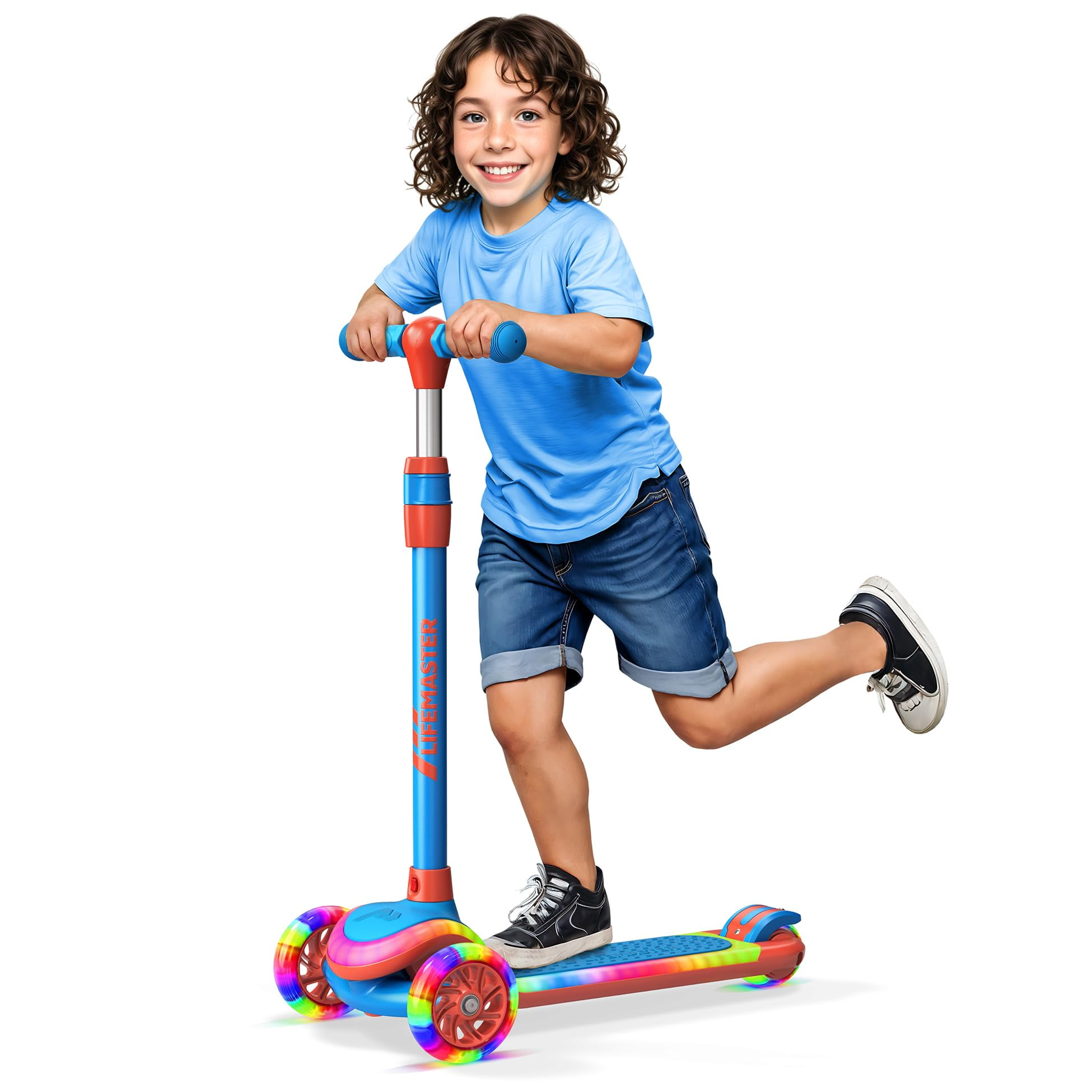 Patinete Infantil Lifemaster De 3 Ruedas Con Luces Multicolor Para Niños De 3+ Años