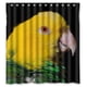 thumbnail image 1 of Cortina de ducha de loro verde y amarillo, juego de cortina de baño con ganchos, tamaño 66 x 72 pulgadas, 1 of 3