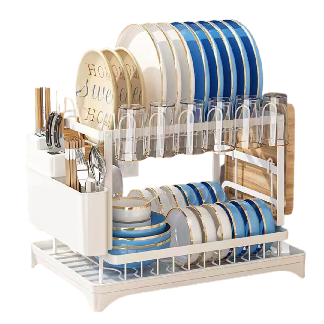 Escurridor De Platos 2 Niveles Secaplatos Multifuncional Blanco