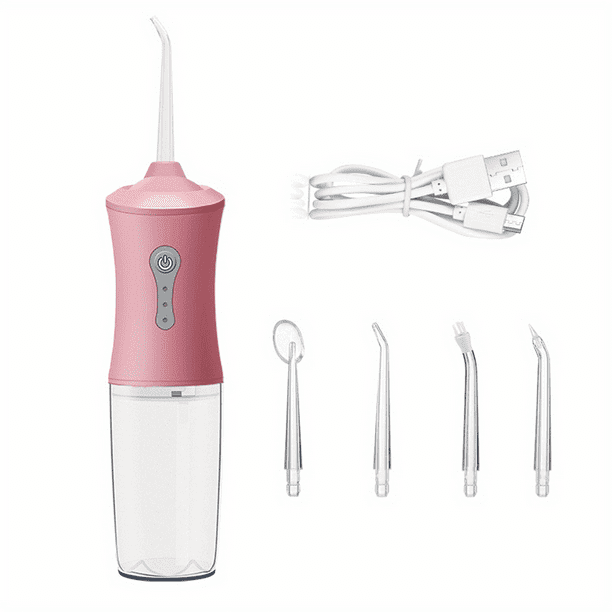 Water Dental Flosser Oral Irrigator With 3 Modes With 4 Nozzles, Waterproof Rechargeable Portable Powerful Battery For Travel & Home