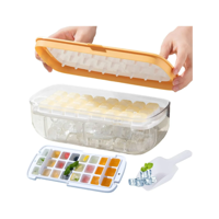 Genérico - Bandeja De Cubitos De Hielo De Silicona 2 En 1 Con Tapa Naranja