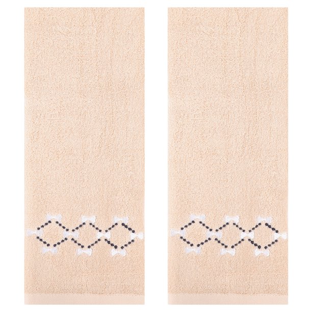 REGALWOVEN Toallas de Mano Bordadas con Patrón de Lazo Decorativo Juego de Toallas de Algodón Absorbente Suave para Baño Rosa 2 Piezas