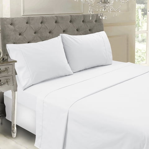 Mallorca - Juego De Sábanas T144 Lisa Blanca King