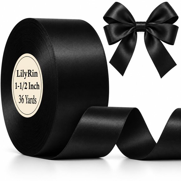 Cinta LilyRin 3,8 cm x 33 m Satén Negro