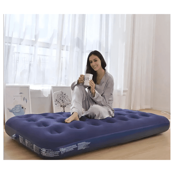 Colchón Inflable De 1 Plaza Comodidad Portátil 191x76x22 Cm Azul