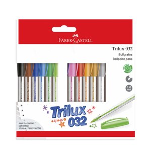 Faber Castell - Lápiz Pasta Trilux 032 M Faber-Castell X12 Colores