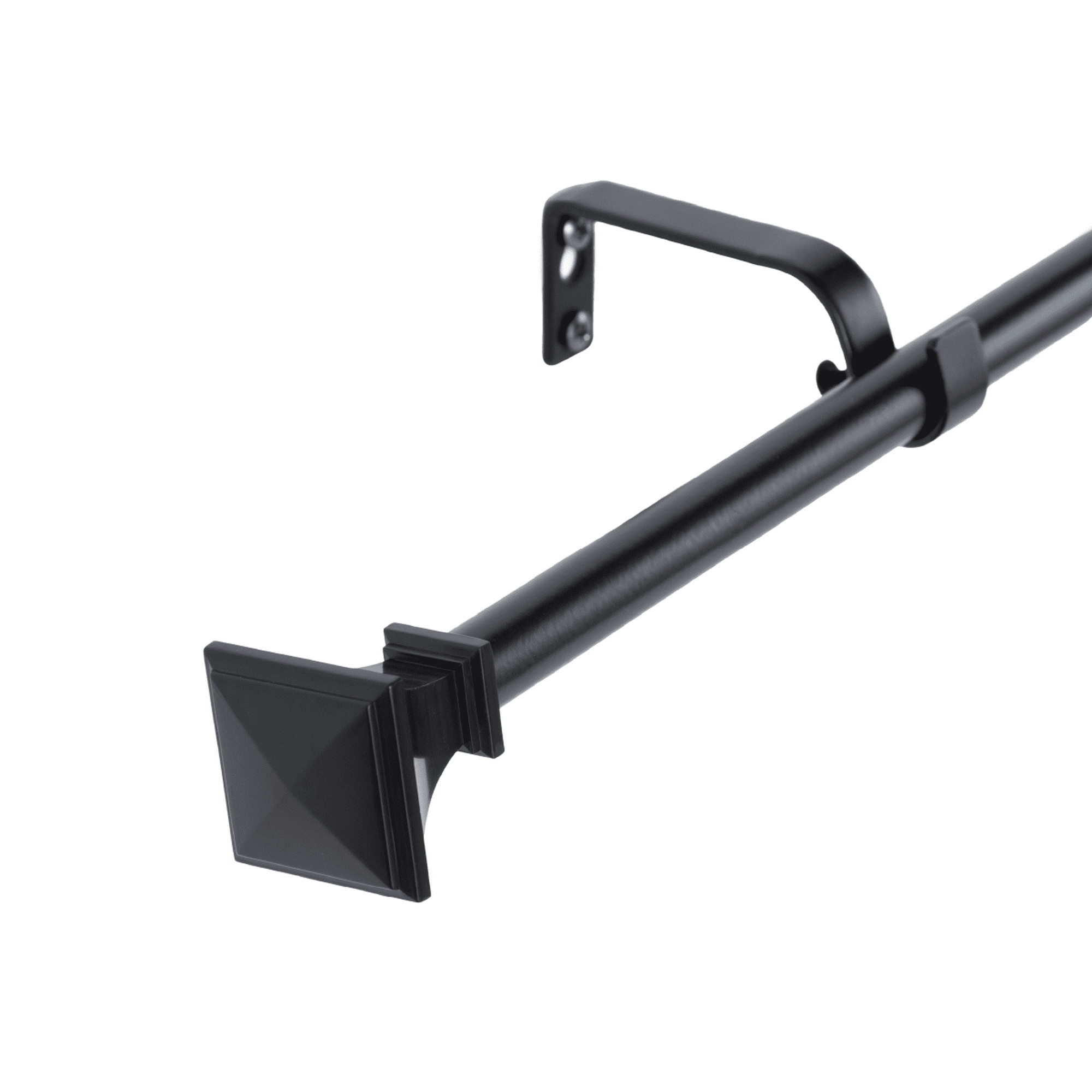 Metalhsa - Set Barra Para Cortina Simple 13/16 Mm Extensible 120-200 Cm Negro Prisma