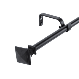 Metalhsa - Set Barra Para Cortina Simple 13/16 Mm Extensible 120-200 Cm Negro Prisma