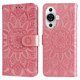 thumbnail image 1 of Funda tipo cartera FOXDOCK para Huawei Nova 11 Pro , diseño girasol en relieve, cuero PU, cierre magnético, soporte y tarjetero, 1 of 5
