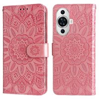 Funda Tipo Cartera Foxdock Para Huawei Nova 11 Pro , Diseño Girasol En Relieve, Cuero Pu, Cierre Magnético, Soporte Y Tarjetero