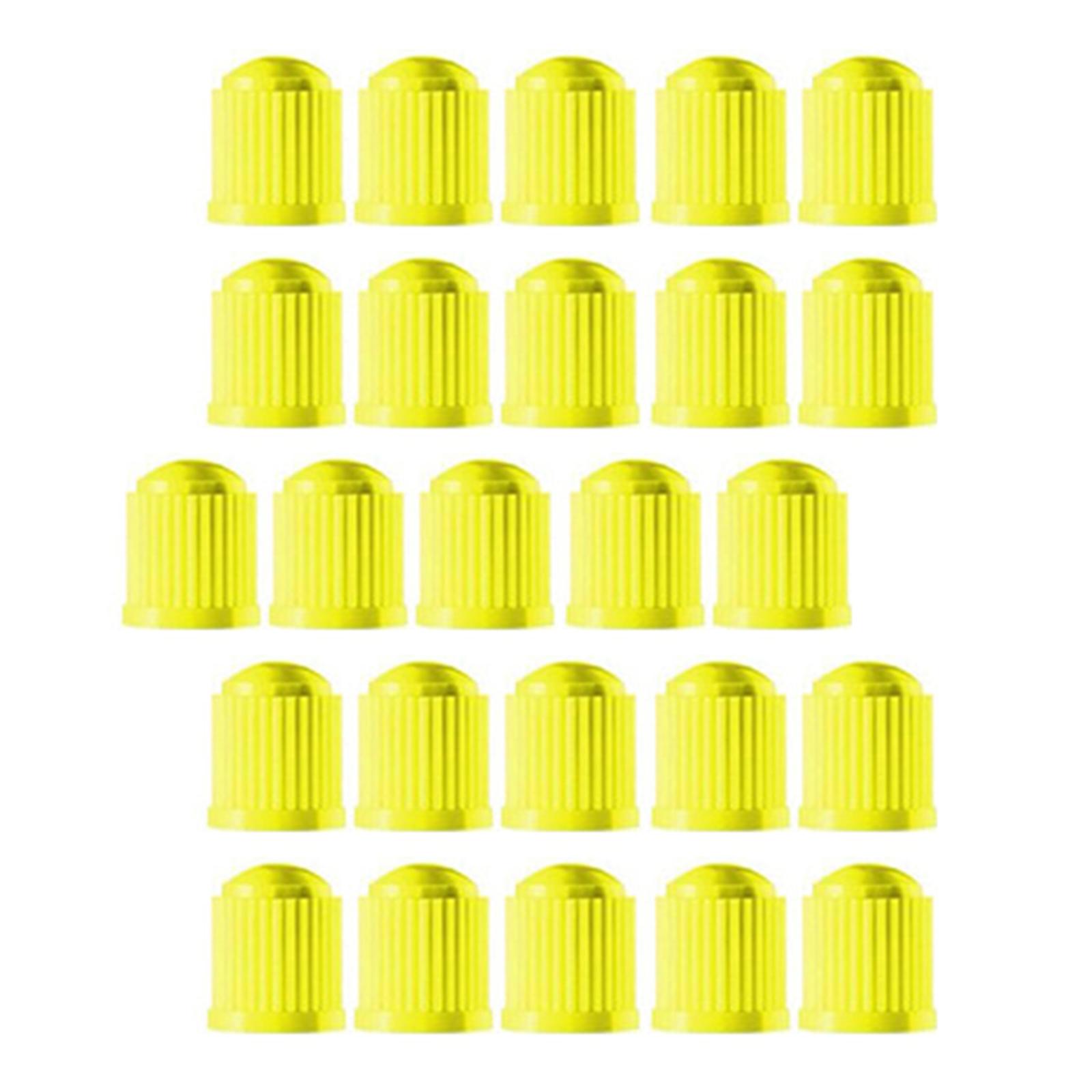Ioensy - 25 Tapas De Vástago De Válvula De Neumático De Coche Con Anillo De Goma Para Motocicletas Amarillo