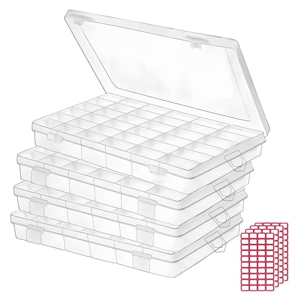 Caja Organizadora Budreu Paquete de 4 con 36 Compartimentos Transparente de PP