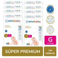 Pack X8 Emubaby Premium G 144 Pañales