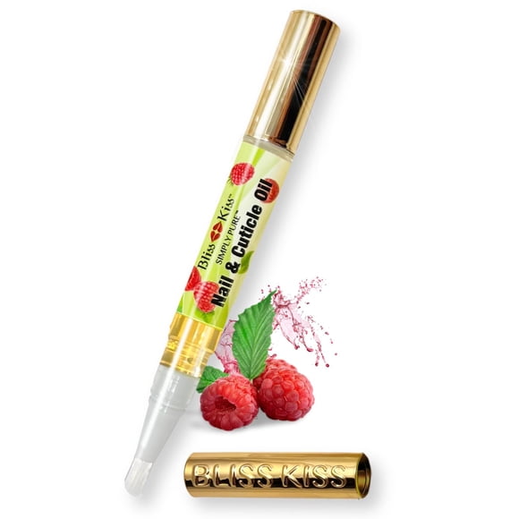 Aceite para Uñas y Cutículas Bliss Kiss Raspberry con Vitamina E - Aplicador tipo bolígrafo