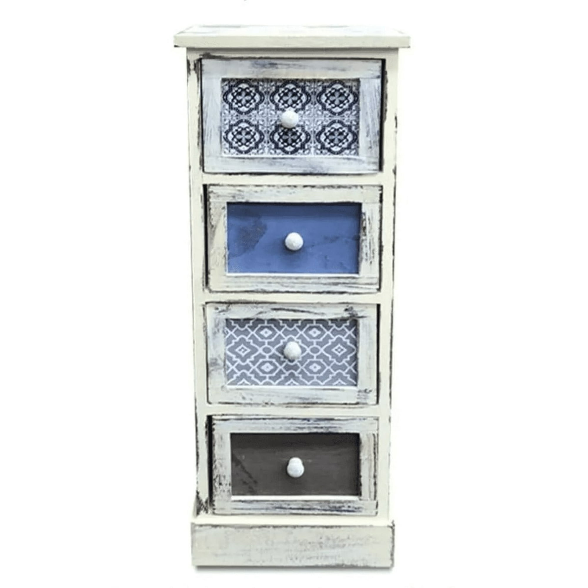 Sorento - Mueble Vintage Con 4 Cajones En Tonos Azules - S0139