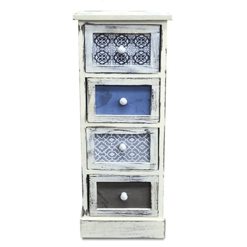 Sorento - Mueble Vintage Con 4 Cajones En Tonos Azules - S0139