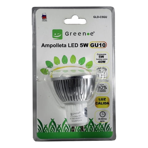 Green E - Ampolleta Led Gu10 Luz Cálida 5W