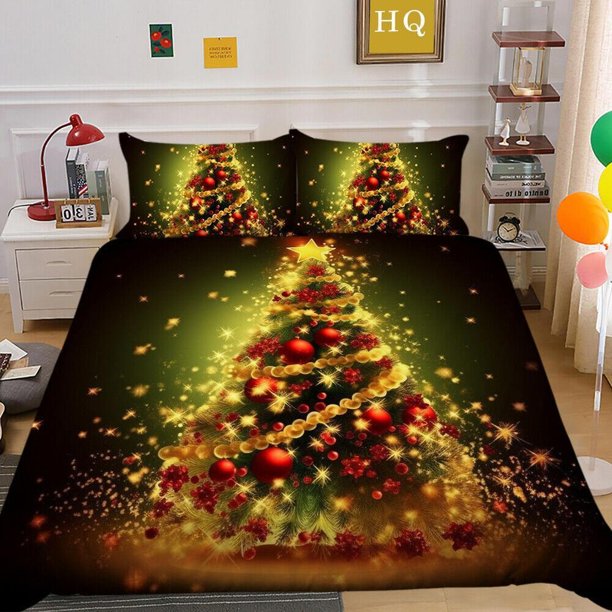 Christmas Eve Gifts Kids Decor Quilt Duvet Cover Set Kids Bed Linen3-Piece Bedding Set