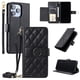 thumbnail image 1 of Funda tipo billetera FOXDOCK para iPhone 15 Pro – Tapa abatible con correa para mujer, 1 of 5