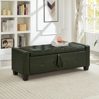 M&Ms - 48"" Ottoman Bench With Storage, Bench For Bedroom,Living Room,Hallway, Upholstered Tufted Faux Leather Pu Ottoman Dark Green