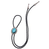 Magideal - Bolo Tie Para Hombres Collar Occidental Moda Estilo Vintage Cordón De Tamaño Ajustable Corbata De Vaquero Bolo Corbata Para Fiesta Cumpleaños Carnaval Plata