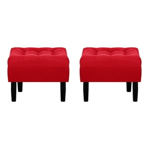 Bodevir - Set Pouf Wood 1C Felpa 00 Rojo
