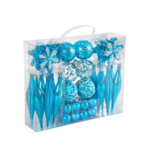 Magideal - 40X Bolas De Cristal Navideñas, Pequeños Colgantes Navideños, Adornos Navideños Decorativos Para Aniversario, Interior, Exterior, Porche, Patio, Casa, Azul