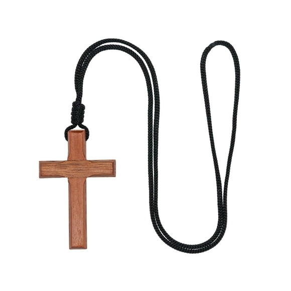 Collar con cruz de intercesión, cruz de madera, crucifijo en cuerda