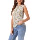 thumbnail image 4 of INSPIRE CHIC Blusa sin mangas para mujer con volantes de oficina de negocios de los años 50 vintage floral XS Beige Púrpura-Floral, 4 of 5