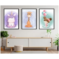 Genérico - Cuadros Decorativos Para Niña De Unicornio Pack X 3 Uds 35X50 Cm C/U