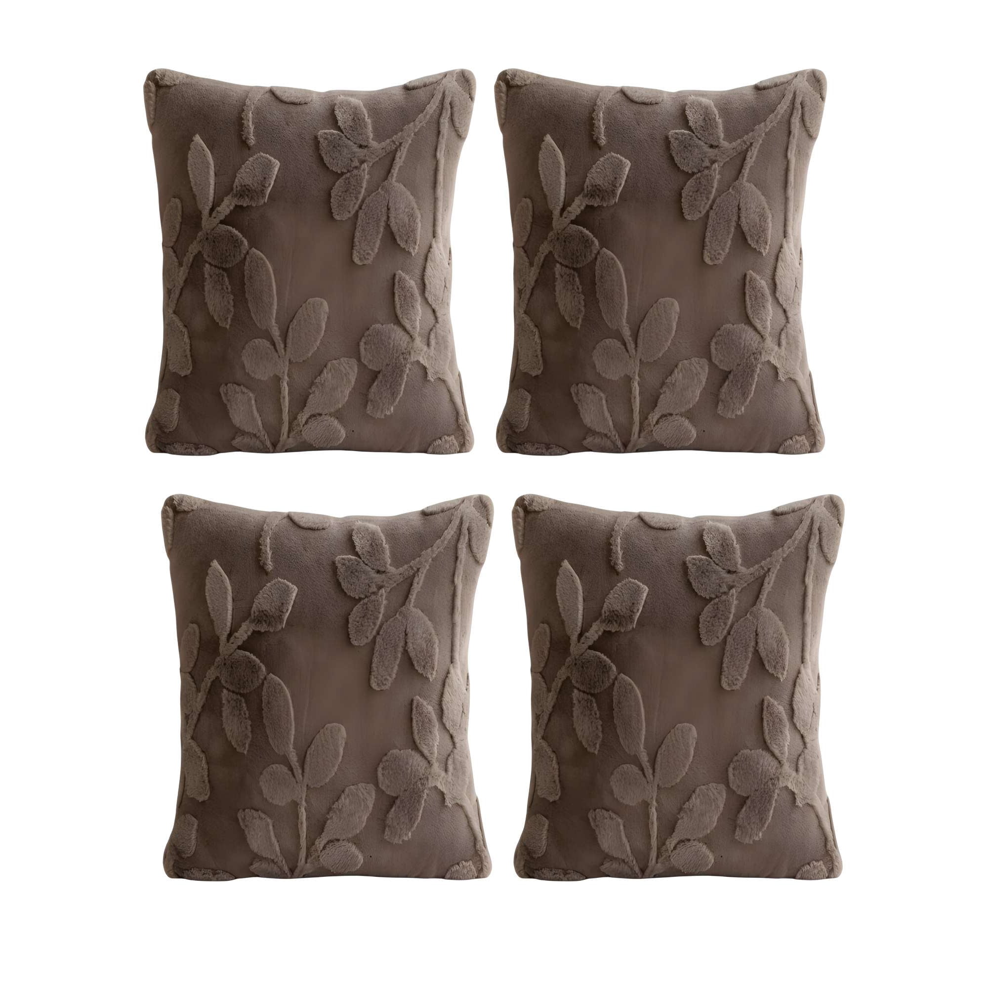 Genérico - Pack De 4 Fundas De Cojin Con Relieve 45x45cm Marron