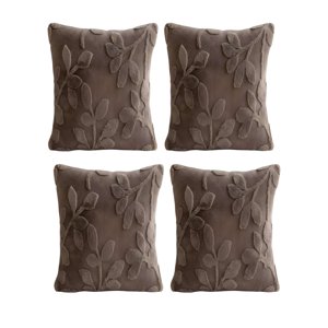 Genérico - Pack De 4 Fundas De Cojin Con Relieve 45X45Cm Marron
