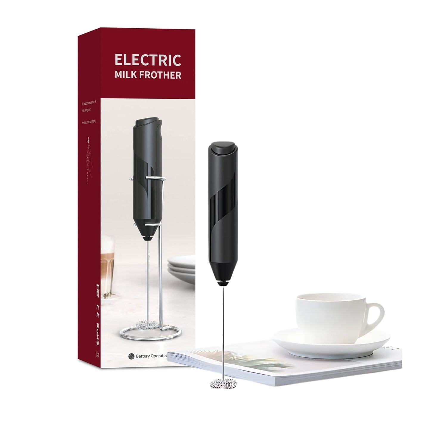 Disparo - Mini Batidor Eléctrico Recargable Espumador Café Leche Negro