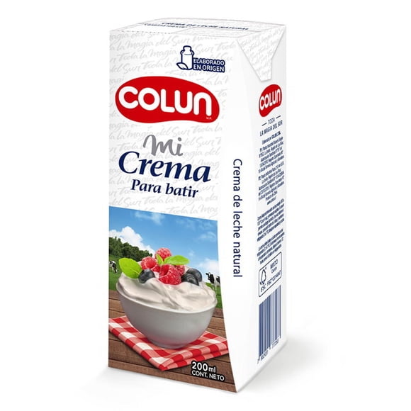 Crema de leche Natural Para Batir Caja, 200 ml