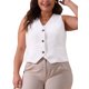 thumbnail image 1 of Agnes Orinda Chaleco de Lino sin Mangas para Mujer de Talla Grande con Botones y Bolsillos 5X Blanco, 1 of 5