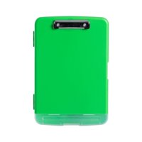 Ioensy - Portapapeles De Perfil Bajo Con Almacenamiento Y Portalápices Para Escuela, Negocios, Oficina, Verde Fluorescente