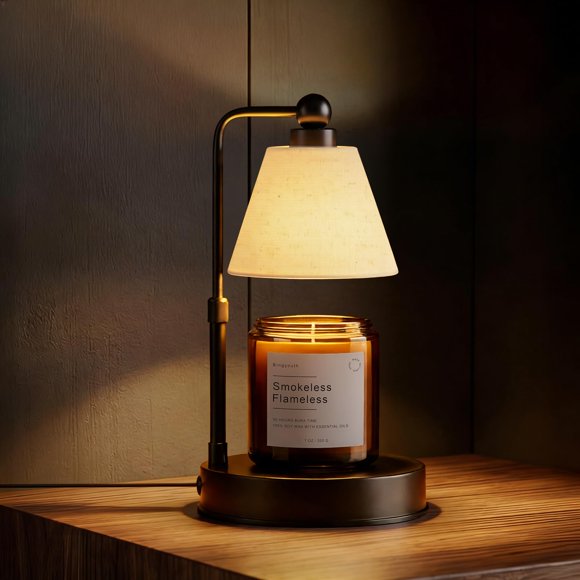 Calentador de Velas Bingyouth con Pantalla de Lino Regulable - Negro